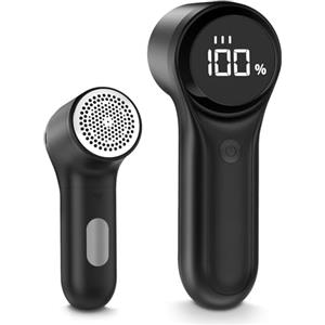 BZGG Levapelucchi Elettrico,Display Digitale LCD,Levapelucchi per 3 Velocità Regolabili, Taglia Pelucchi a 6 Lame per vari Tessuti,Nero
