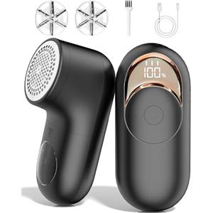 BZGG Leva Pelucchi Elettronico Ricaricabile con Display LED e 3 Velocità, Togli Pelucchi Elettrico per Maglioni - Rimuove Pelucchi, Lint e Pallini, Nero, 1 Pezzo