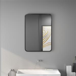 HOMCOM Specchio Bagno 50x70cm in Vetro Specchio da Parete Moderno Nero | Cornice in Metallo, Montaggio Verticale/Orizzontale, per Camera da Letto, Ingresso, Soggiorno