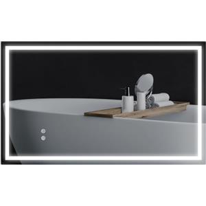 HOMCOM Specchio Bagno Illuminato con Luci LED IP44 100x60 cm Trasparente | 3 Temperature di Colori, Strato Antiurto, Specchio da Parete, Rettangolo Reversibile, Antiappannamento, Funzione Memoria