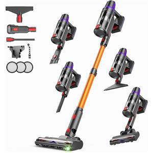 TechRise Aspirapolvere Senza Fili 8 in 1, Scopa Elettrica 500W/45KPa, 60 Min Autonomia, Autoportante con Display LED, Spazzola Anti-Groviglio, per Peli di Animali e Pavimenti