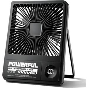 Stjiatu Ventilatore da Campeggio Ultrasottile da 10000 mAh, Ventilatore da Tavolo da 8", Dotato di Batteria, Supporto e Schermo Multifunzionali, Durata Della Batteria Fino a 24 ore, Adatto per Viaggi, Ufficio