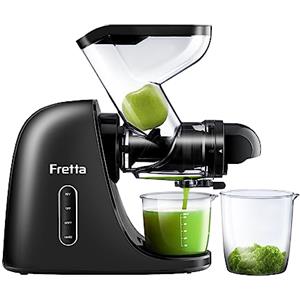 Fretta Estrattore frutta e verdura, Ampio scivolo da 76 mm, Senza BPA, Estrattore di succo silenzioso con funzione inversa, Facile da pulire (Nero)