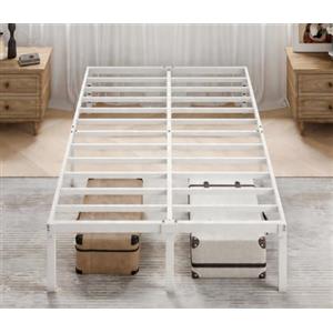 MUTICOR Letto metallo 120x200 cm con spazio, design moderno, Bianco | 32 cm spazio, Struttura metallica stabile, Montaggio testiera, Silenzioso, Montaggio facile