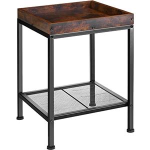 tectake® Tavolino Salotto 41,5x41x56cm, Tavolino Salotto o Divano, Tavolo Vassoio, Tavolinetto con 2 Ripiani di cui 1 in Rete, per Libri e Bevande, Soggiorno, Casa, Ufficio - Legno Industriale Scuro