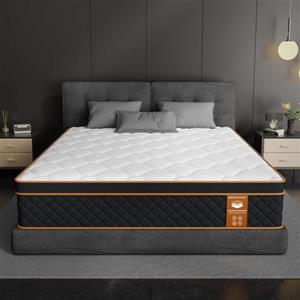 Qabefy Materasso 90 x 190 cm, altezza 25 cm, materasso a molle a 7 zone, grado di durezza H3, ortopedico ed ergonomico con strato in memory foam, allevia la schiena, versione migliorata