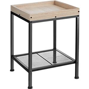 tectake® Tavolino Salotto 41,5x41x56cm, Tavolino Salotto o Divano, Tavolo Vassoio, Tavolinetto con 2 Ripiani di cui 1 in Rete, per Libri e Bevande, Soggiorno, Casa, Ufficio - Legno Industriale Chiaro