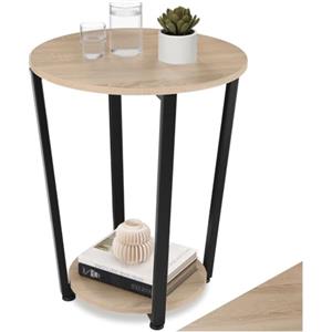 tectake® Tavolino Salotto Versatile 50x62,5cm, Tavolino da Salotto o Comodino 2 Ripiani, Tavolo Divano, Camera da Letto per Libri, PC, Arredamento Casa e Ufficio, Stile Industriale - Legno Chiaro