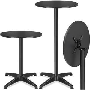 tectake® Tavolino da Bistrot 2in1 Ø60 cm, Tavolo Alto o Tavolo Pranzo, 2 Altezze, Pieghevole, Struttura in Alluminio, Piano MDF, Capacità 60 kg, Base in Cemento - Nero