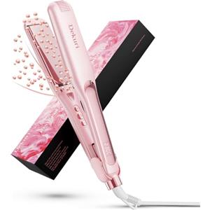 Dekuri Piastra Capelli Larga 42mm, Ceramica ad Acqua, PTC Veloce,Fucsia | Liscio perfetto per chiome spesse e lunghe, calore costante fino a 230°C, schermo LED, scorrimento anti-strappo, cavo 360°