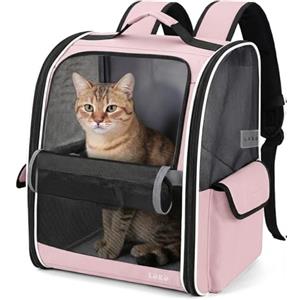 Lekesky Leksky Zaino Trasportino per Cani Gatti per Taglia Media/Piccola, Rosa | Portatile Pieghevole con Finestra in Rete Fino a 5 kg, Traspirante, per Viaggo Campeggio Passeggiata Clinica Veterinaria