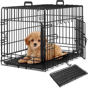 tectake® Trasportino Auto per Cani Spazioso, con Griglia in Acciaio, Pieghevole, 2 Porte, Doppia Chiusura, Vasca Rimovibile - 78x48x52,5cm