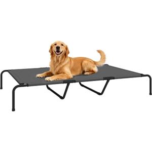 PawHut Lettino per Cani Rialzato da Esterno Portatile, Grigio 152x94x23 cm | Brandina per Cani di Taglia Grande, Struttura in Acciaio, Rete Traspirante, Montaggio Senza Attrezzi