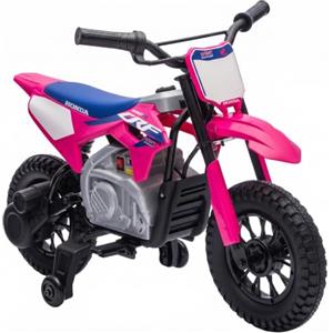 AIYAPLAY Moto Elettrica per Bambini 3-8 Anni 12V Honda CRF 450R, Rosa | Batteria al Litio, Motorino Elettrico per Bambini con Sospensioni, Rotelle Rimovibili, 3-6 km/h Mini Moto, Max 30kg
