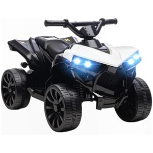 AIYAPLAY Quad Elettrico per Bambini ATV con Musica, Età 18-56 Mesi, Bianco | Moto per Bambini, Batteria Ricaricabile 6V, Fari LED, per Interni ed Esterni