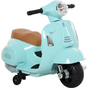 HOMCOM Moto Elettrica per Bambini 6V Vespa Ufficiale 66.5x38x52cm Verde | Motorino Elettrico per Bambini 18-36 Mesi, Batteria, Fari, Clacson