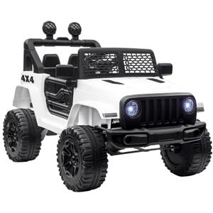HOMCOM Macchina Elettrica per Bambini 12V Fuoristrada, 100x65x72 cm Bianco | Auto Elettrica per Bambini con Telecomando, 2 Motori e 2 Portiere, Velocità 3-5km/h