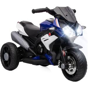 HOMCOM Moto Elettrica per Bambini 37-60 Mesi 6V con Pedale, Fari, Blu | Motorino Elettrico per Bambini, Musica e Clacson, 3 km/h Mini Moto, Max 25kg