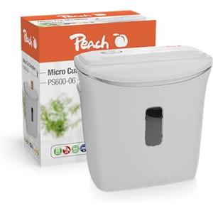 Peach Distruggidocumenti microtaglio - 4 fogli - 12 litri/130 A4 - solo 2 x 14 mm dimensione particelle (P-5) - A4 circa 2200 particelle - conformità DSGV - silenzioso solo 65 dB(A) - PS600-06A