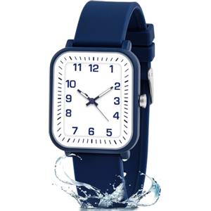 Juboos Orologio analogico per bambini e bambine, impermeabile fino a 3 atm, con gatto, facile da leggere, Viola, orologio gatto bambini