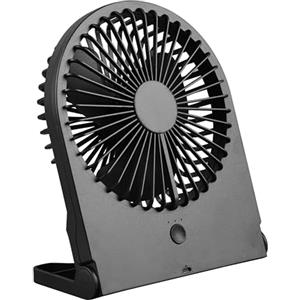 RL LIVE YOUR LIGHT Reality Leuchten Breezy R044-02 - Ventilatore da tavolo in plastica nera opaca, 2 Watt, funzionamento a batteria, USB-C, 3 livelli