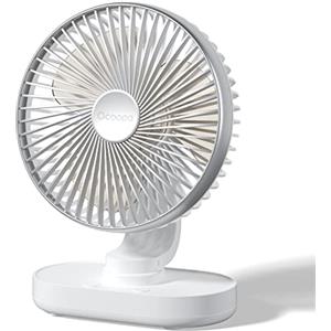 OCOOPA Ventilatore da Tavolo, Ventilatore USB Silenziosa Auto Oscillante di 16cm, 4 Velocità Sistema Raffreddante da Tavolo, Batteria Ricaricabile a USB di 4000 mAh, per Casa, Ufficio, Argento