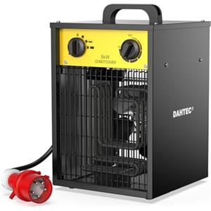 DAHTEC Termoventilatore Industriale 5000 W - Radiatore Elettrico - Basso Consumo - Termostato e Protezione da Surriscaldamento - per Casa, Serra o Il Cantiere