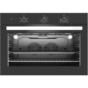 Generico Forno da Incasso Ventilato 90 cm Nero, Maxi Forno Multifunzione 100 Litri Classe A, con Doppia Ventola, Doppia Lampada e Timer Meccanico, 89,5x57x59,5 cm