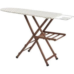 COSE DA CASA Asse da Stiro in Legno Noce 117x34cm Salvaspazio Regolabile 3 Altezze | Tavola Pieghevole con Poggiaferro Zincato a Scomparsa poggia Indumenti