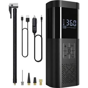 Clicled Compressore Aria Portatile Auto Mini Pompa Elettrica Gonfiatore | Ricaricabile, 150 Psi, Display LED, Batteria 6000 mah, Per Ruote Bicicletta Pallone Materassini