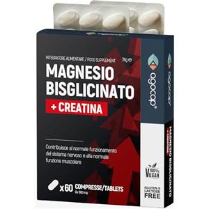 Agocap Magnesio Bisglicinato, Magnesio Completo con Magnesio Glicinato - 750mg | contro STRESS e Affaticamento, MAGNESIO BISGLICINATO, 60 compresse. magnesio con Creatina. Bisglicinato di Magnesio