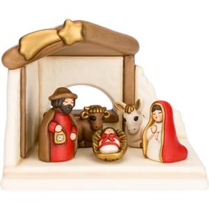 THUN Set capanna, Sacra Famiglia, bue e asinello, rosso | Ceramica