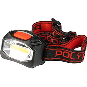 POLY POOL - PP3156 Torcia Frontale LED da Trekking e Lavoro all'Aperto - Lampada Frontale LED a Batterie 3 Funzioni - Torcia da Testa con Fascia Elastica, Testina Reclinabile - Angolo Luce 130°