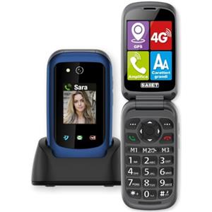 SAIET Prime GPS Cellulare per Anziani 4G con Tasto SOS, Localizzazione GPS, Doppio Display e Audio Potenziato, con Base di Ricarica e Torcia LED - Facile da Usare, Sicuro e Affidabile - Blu