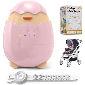 Robofun Baby Rocker - Design originale - Altalena per passeggino, aiuto per dormire, timer da 30-60-90 minuti, 5 livelli di intensità, rosa