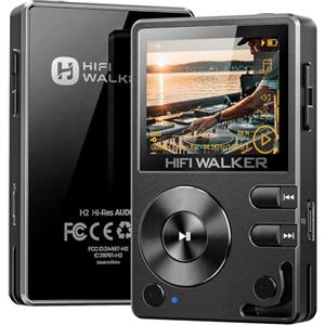 HIFI WALKER H2 Lettore MP3 Hi-Fi, Player Musicale Lossless con SD 64GB Inclusa, DAC ES9018K2M, Bluetooth 5.2 Bidirezionale, Schermo 2.0 con Tasti Fisici, Supporto DSD128, Lega di Zinco