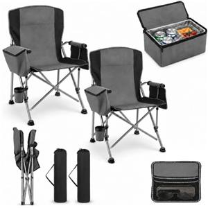 Asdsed Set da 2 Sedia da Campeggio o Spiaggia Pieghevoli in Acciaio Inox (portata fino a 160 kg) con Borsa Termica, Sedie Pratiche e Richiudibili per Campeggio, Spiaggia, Giardino.