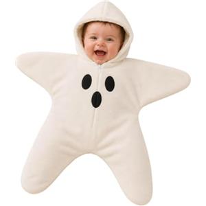 duaicnvow Baby Stella Costume Halloween Bambino Pagliaccetto Tutina Tuta in Pile Zip | Costume Animali Carini Invernale Caldo Con Cappuccio Morbido Tuta Da Passeggino Compleanno Tutine Neonato Party Loungewear