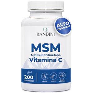 Bandini® MSM 2000 mg di Metilsulfonilmetano in COMPRESSE + Vitamina C, Integratore per Capelli, Pelle, Articolazioni, Unghie, Antinfiammatorio Muscolare con Zolfo, 100% Vegan, Alternativa alla polvere