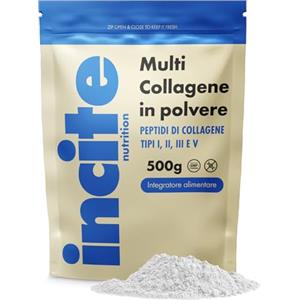 Incite Nutrition Multi Collagene in Polvere Non Aromatizzato 500 g. Fonte di Collagene Tipo 1, 2,3 e 5. Integratore Essenziale per Pelle, Articolazioni, Ossa, Capelli, Unghie e Muscoli