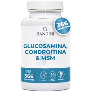 Bandini® Glucosamina Condroitina MSM 366 Compresse con Vitamina C | | Per Articolazioni e Cartilagini | Formula Completa con 600mg di Glucosamina, 100mg di Condroitina e MSM per dose giornaliera