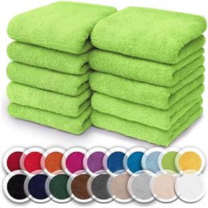 NatureMark Set da 10 panni in spugna per viso e mani - 100% cotone, morbidi e assorbenti - 30×30 cm, Verde Mela