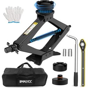 IMAYCC Cric Per Auto 2.5T/2500kg, Cric Auto Con Universale Tampone In Gomma, Cric Portatile Per Auto Con Chiave Per Dadi Ruota, Kit Emergenza Auto Per SUV MPV Tesla,Manutenzione e La Riparazione