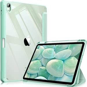 FINTIE Cover per iPad Air 11" M4/M3/M2 (2026-2024)/iPad Air 5a&4a Gen 10,9" | con Portapenne - Sottile Leggero Trasparente Custodia Posteriore con Bordo in TPU, Verde Chiaro