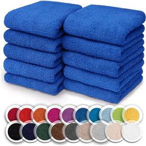 NatureMark Set da 10 panni in spugna per viso e mani - 100% cotone, morbidi e assorbenti - 30×30 cm, Blu Reale
