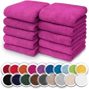 NatureMark Set da 10 panni in spugna per viso e mani - 100% cotone, morbidi e assorbenti - 30×30 cm, Rosa