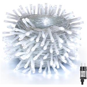 NEXVIN Luci Albero di Natale Bianco Freddo 20M 200LED Catena Luminosa con 8 Modalità, Funzione Timer e Memoria, Collegabile, Luci Natalizie da Esterno ed Interno, Cavo Trasparente