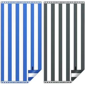 Vortix Telo Mare xxl set da 2-90 X 180 cm (Blu Scuro + Grigio Scuro) | Telo Mare Grande in Microfibra ad Asciugatura Rapida, Telo da Bagno Senza Sabbia, Coperta da Spiaggia da Donna