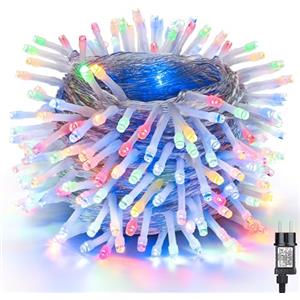 NEXVIN Luci Albero di Natale Colorate 20M 200LED Catena Luminosa con 8 Modalità, Funzione Timer e Memoria, Collegabile, Luci Natalizie da Esterno ed Interno, Cavo Trasparente