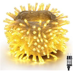 NEXVIN Luci Albero di Natale Bianco Caldo 20M 200LED Catena Luminosa con 8 Modalità, Funzione Timer e Memoria, Collegabile, Luci Natalizie da Esterno ed Interno, Cavo Trasparente